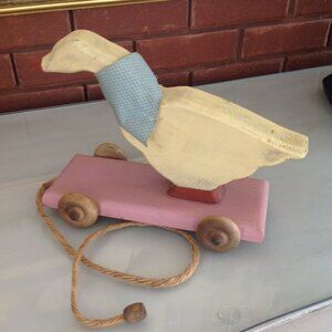 French Vintage Primitive Wood Duck Goose